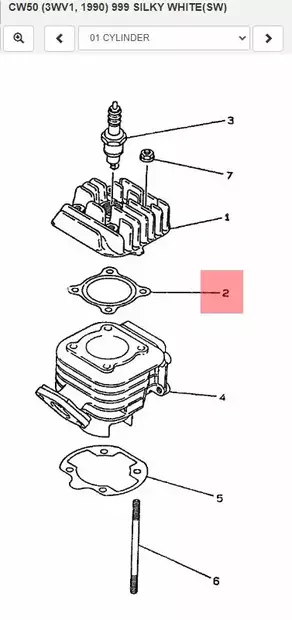 Sylinterikannen Tiiviste/Gasket Cylinder Head Yamaha Moto CW50 - Yamaha Moto - 19826 - 2