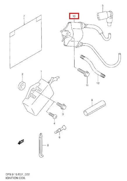 Sytytyspuola/Coil Ignition Suzuki DF9.9/DF15 DT40 - Suzuki osat perämoottorille - 50826 - 2