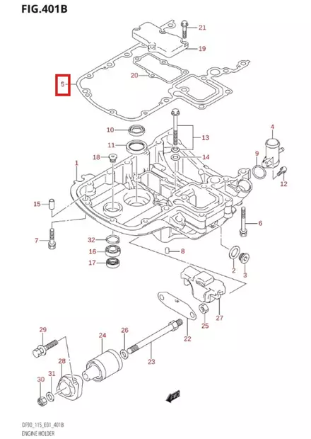 Tiiviste/Gasket Engine Holder Suzuki DF90-DF140 - Suzuki osat perämoottorille - 50856 - 2