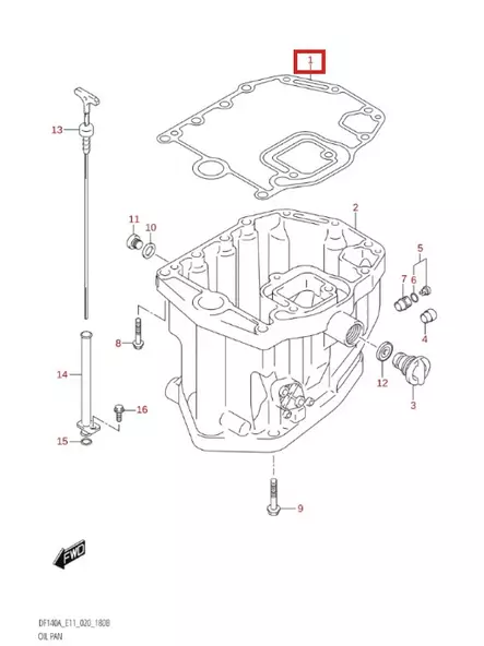Tiiviste/Gasket Oil Pan Suzuki DF90-DF140 - Suzuki osat perämoottorille - 50616 - 1