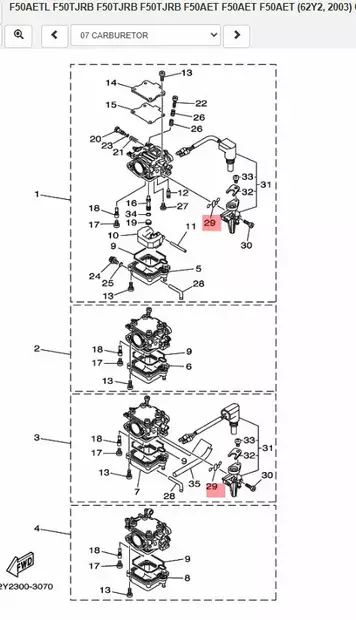 Tiiviste Kaasutin/Gasket Carburetor Yamaha F50A F50D F60A - Yamaha muut - 29296 - 2