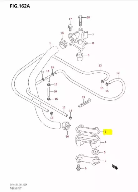 Tiiviste Paineventtiili/Gasket Water Pressure Cover Suzuki DF40 DF50 - Suzuki osat perämoottorille - 42986 - 2