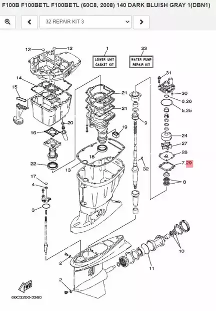 Tiiviste Vesipumppu/Gasket Water Pump Yamaha F80D-250hv (2/4-T) - Yamaha muut - 15776 - 2