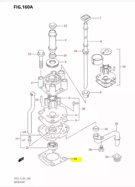 Tiiviste Vesipumpun Kotelo/Gasket Water - Suzuki osat perämoottorille - 37106 - 2