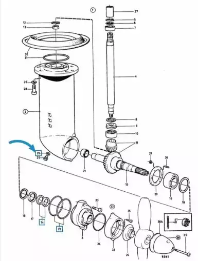 Vaihteistoöljyn Propun Tiiviste/Gasket Volvo Penta 110S 120S - Sisäperämoottorin osat - 6426 - 2