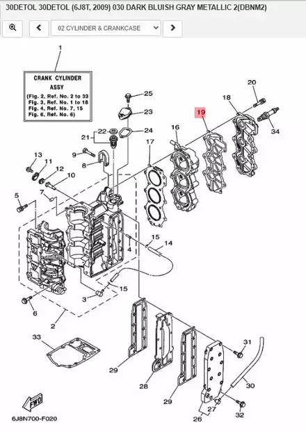 Vesikannen Tiiviste/Gasket Head Cover Yamaha 25J 30D - Yamaha muut - 6246 - 2