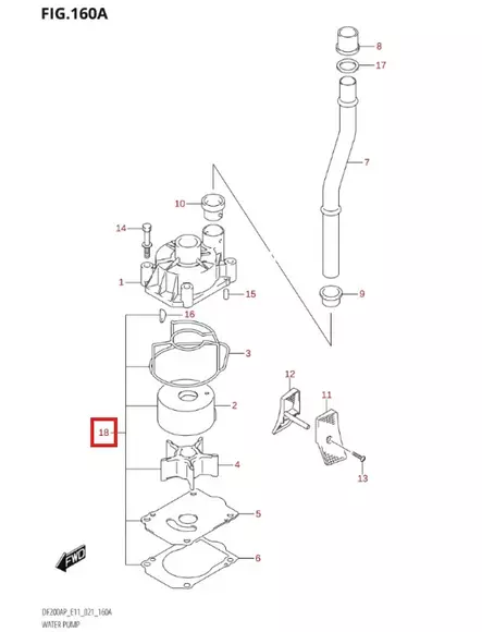 Vesipumpun Korjaussarja/Kit Water Pump Suzuki DF150-200hv - Suzuki osat perämoottorille - 50526 - 1