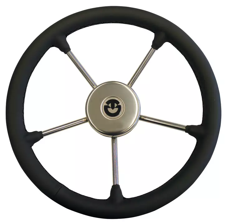 NAHKAINEN OHJAUSPYÖRÄ MUSTA/MUSTA/TERÄS - Veneen ohjaus ja hallinta - M9513002106 - 1