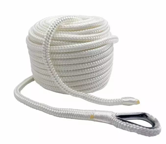 Ankkuriköysi 10mm/30m AISI 316 merivedenkestävällä koussilla, PES, valkoinen - Veneen kiinnitys laituriin - 38156 - 1