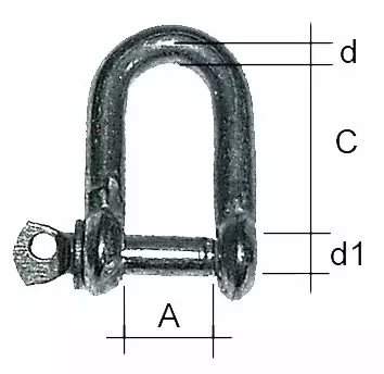 SAKKELI GALVANOITU D-MALLI 12 MM - Sakkelit, haat ja vanttiruuvit - M9513032027 - 1