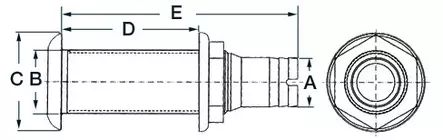 Läpivienti musta muovi 2"1/4 mm 38 w/b-v - Läpiviennit, letkuliitos ja sulkuhanat - D124197 - 2