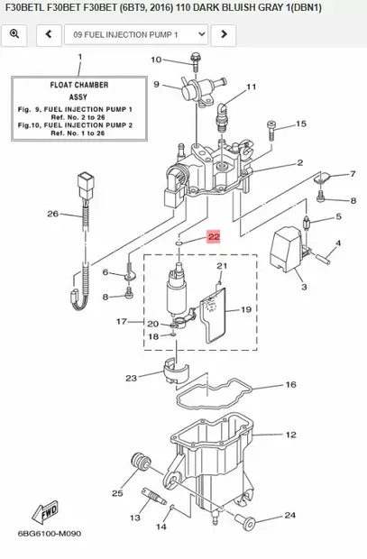 O-Rengas/O-Ring Fuel Injection Pump Yamaha F30B F40F - Yamaha muut - 38467 - 2