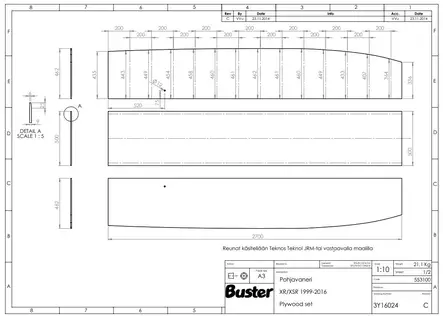 Busteri Pohjavanerit 3-osainen XS/XSR 1999-2016 - Venemerkkien alkuperäisosat - 50857 - 2