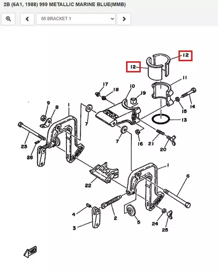 Holkki/Bushing Pivot Shaft Yamaha 2B 2C - Varaosat ja lisävarusteet - 52617 - 1