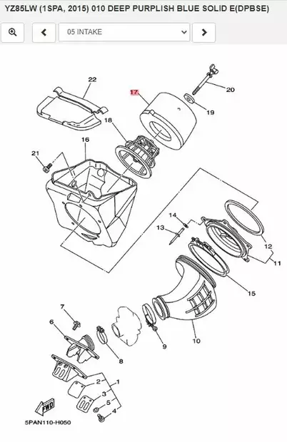 Ilmansuodatin/Element Air Cleaner Yamaha Moto YZ85 - Yamaha Moto - 24697 - 2
