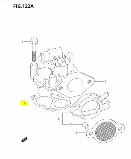 Imusarjan Tiiviste/Gasket Inlet Manifold Suzuki DF4 DF5 DF6 - Suzuki osat perämoottorille - 38987 - 2