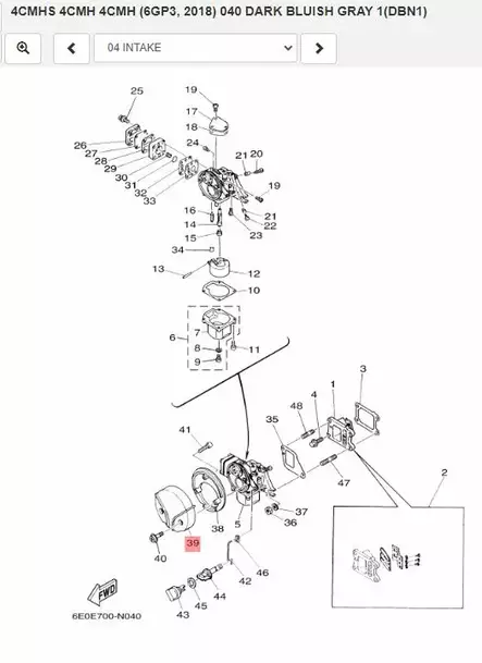 Kaasuttimen Kansi Air Filter/Cover 2 Yamaha 4AC/AS 5CS - Yamaha muut - 38347 - 2