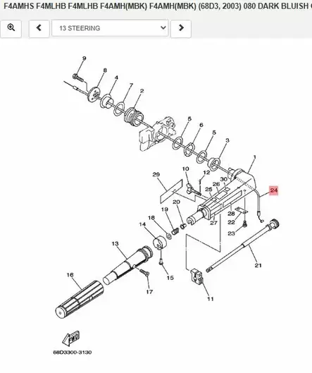 Kaasuvaijeri/Throttle Cable (Steering) Yamaha F4A - Yamaha muut - 34927 - 2