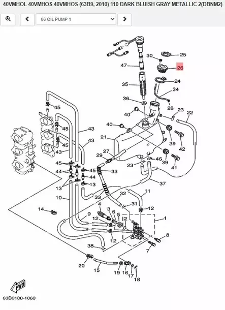 Korkki Öljysäiliö/Oil Tank Cap Assy Yamaha 20-90hv 2-Tahti - Yamaha muut - 38857 - 2