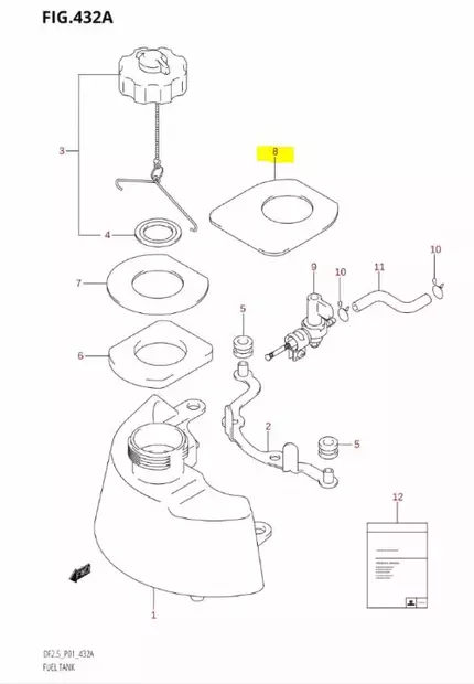 Kumitiiviste Polttoainetankki/Rubber Fuel Tank Suzuki DF2.5 - Suzuki osat perämoottorille - 42847 - 2