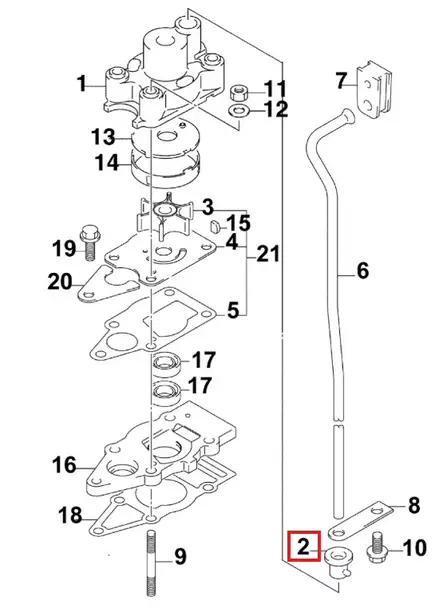 Kumitiiviste Vesiputkeen/Bush Water Tube Evinrude/Johnson 4-6hv - Evinrude/Johnson osat perämoottoreille - 52567 - 1
