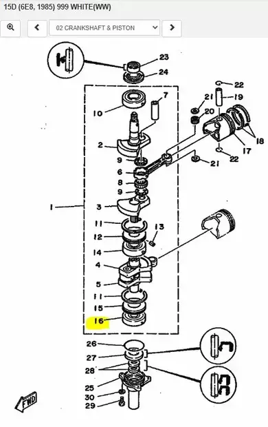 Laakeri/Bearing Crankshaft Yamaha 5C 9.9D 15D - Yamaha muut - 15607 - 2