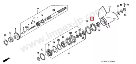 Laakeripukin Lukitusmutteri/Nut Gearcase End Honda 40-50hv - Perämoottorin tarvikeosat - 51057 - 1