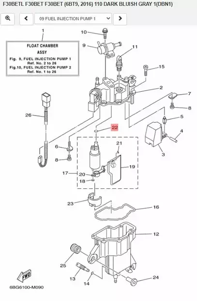 O-Rengas/O-Ring Fuel Injection Pump Yamaha F30B F40F - Yamaha muut - 38467 - 2