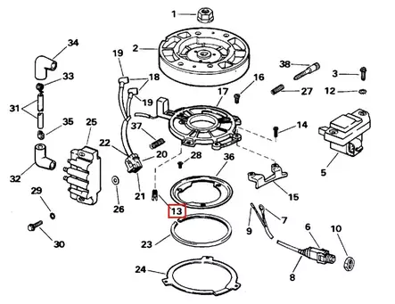 Pidike/Retainer Ignition Evinrude/Johnson 3-4hv - Varaosat ja lisävarusteet - 51017 - 1