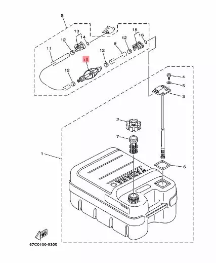 Polttoaineletkun Käsipumppu Yamaha 6mm alle 60hv - Yamaha muut - 9597 - 2