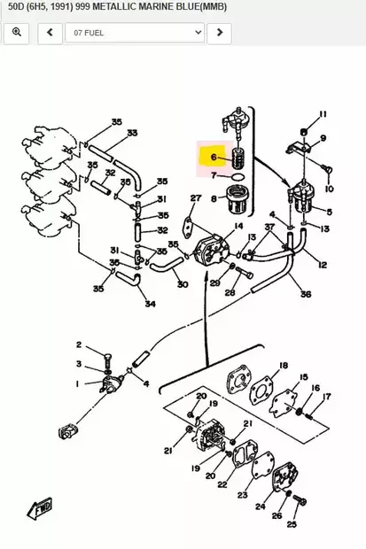 Polttoainesuodatin/Element Filter STD Yamaha 9.9D-225B 2-Tahti - Yamaha suodattimet - 6147 - 2