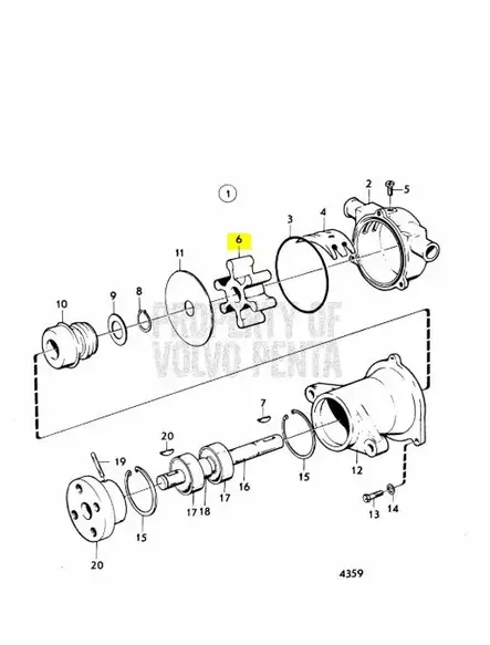 Siipipyörä/Impeller AQ190A 76-77/AQ240A - Sisäperämoottorin Jäähdytys - 25267 - 2