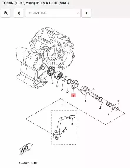 Spring Kick Crank/Starter Yamaha Moto DT50R - Yamaha Moto - 18147 - 2