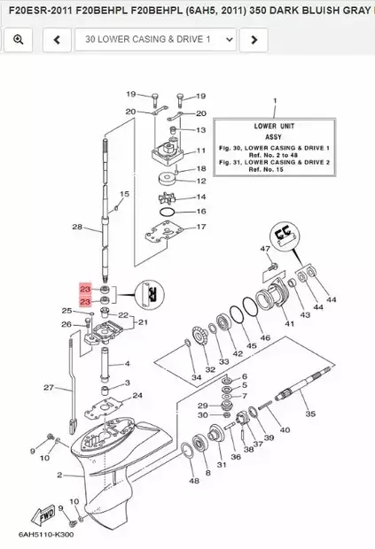 Stefa Pystyakseli/Oil Seal Drive shaft Yamaha F9.9C F15A/C F20B - Yamaha muut - 30317 - 2