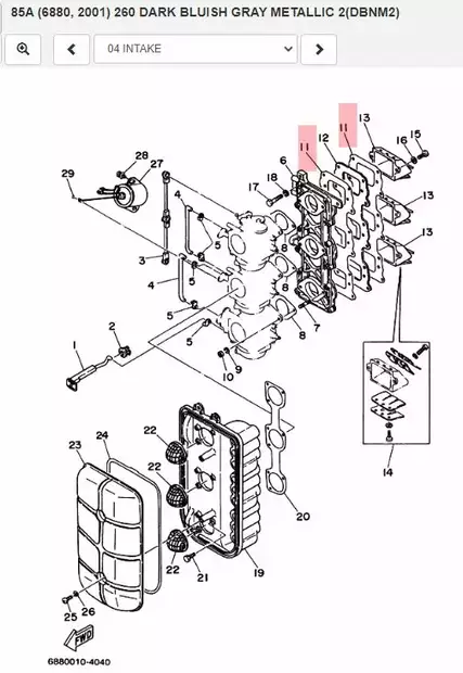 Tiiviste Intake/Gasket Valve Seat Yamaha 75A/C 80A 85A 90A - Yamaha muut - 14707 - 2