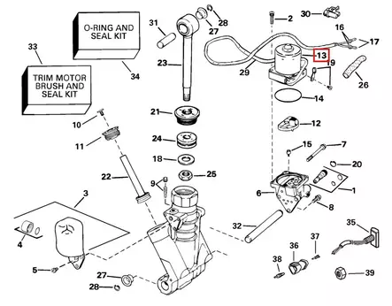 Trimmimoottori/Trim Motor E/J 75-250 hv 1998-> (438786 439937 5005254) - Yamaha osat perämoottoreille - 51097 - 1