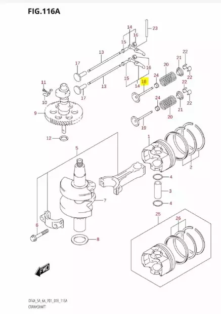 Venttiili/Valve Intake (Kampiakseli) Suzuki DF4 DF5 DF6 - Suzuki osat perämoottorille - 42837 - 2