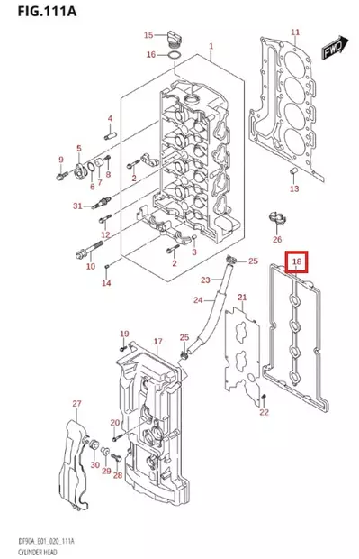Venttiilikopan Tiiviste/Gasket Cylinder Suzuki DF70-DF100 - Suzuki osat perämoottorille - 50647 - 2