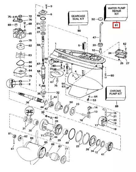 Vesipumpun Korjaussarja Evinrude V4 V6 V8 5001594 0395060 - Perämoottorin tarvikeosat - 50637 - 1