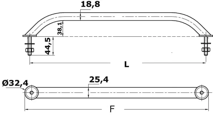 Käsikaide SS220 mm - Kaide- ja kuomuhelat - D124907 - 1