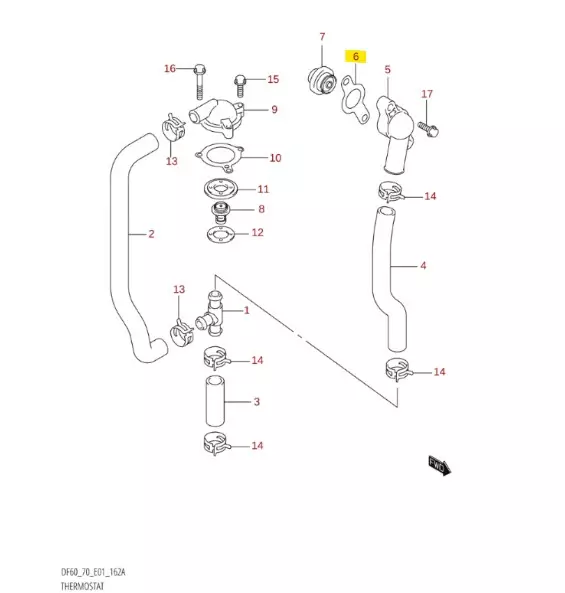 Tiiviste Vedenpaineventtiilille/Gasket Suzuki DF60/DF70 - Suzuki osat perämoottorille - 50398 - 1