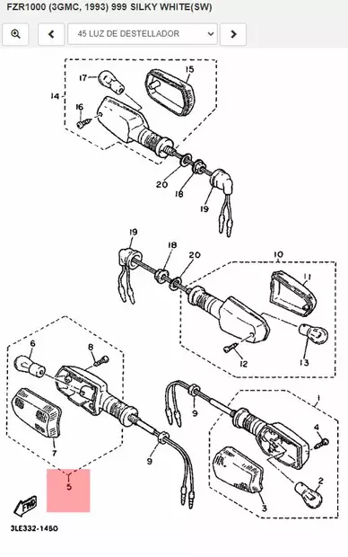 Front Flasher Light Assy 2 Right Yamaha Moto FZR1000 XJ600/900 - Yamaha Moto - 22138 - 2