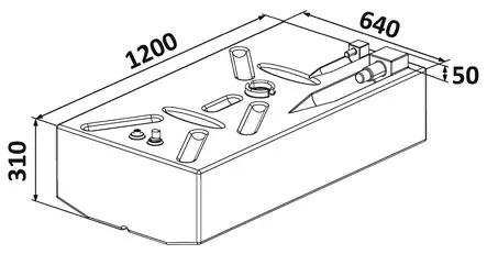 Polttoainesäiliö 1200x640x310 198 l (bensiini) - Perämoottorin Polttoainetarvikkeet - D147628 - 2