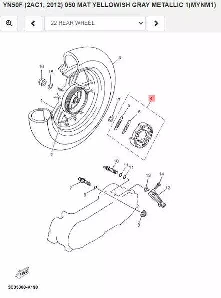 Jarrukenkä Taka/Brake Shoe Set Yamaha - Yamaha Moto - 25398 - 2