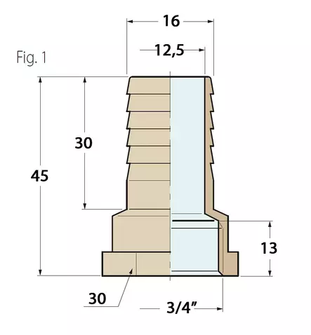 LETKURUUVIKE 3/4' x 16 MM, SISÄKIERTEELLÄ - Veneen LVI - M9515014018 - 2