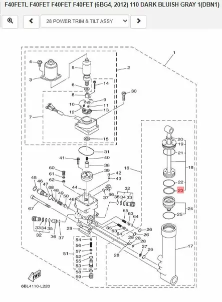 Ring Back Up Trimmiin Power Trim/Tilt Yamaha F20 F25 F30 F40 - Yamaha muut - 34178 - 2