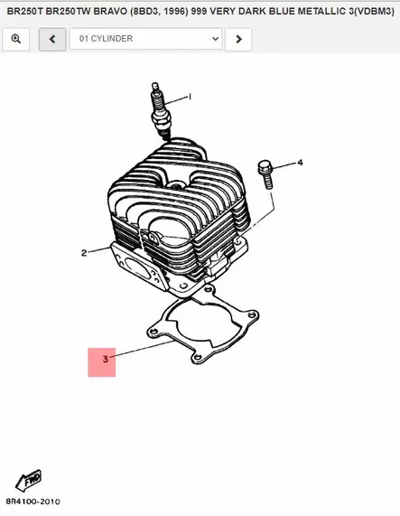 Sylinterin Alatiiviste/Gasket Cylinder Yamaha Kelkka BR250 Bravo - Yamaha Moto - 21268 - 2