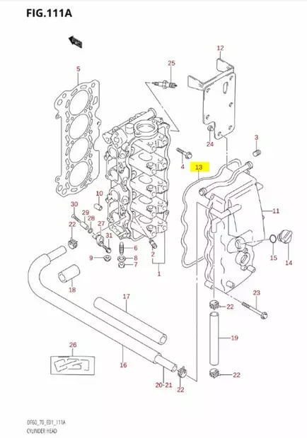 Venttiilikopan Tiiviste/Gasket Cylinder Head Cover Suzuki DF60 DF70 - Suzuki osat perämoottorille - 42798 - 2