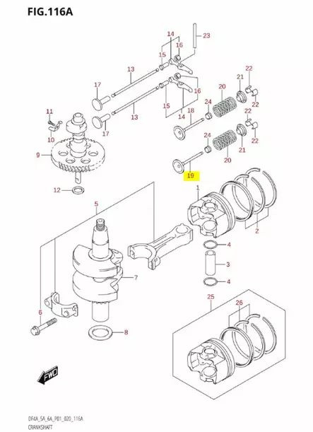 Venttiili/Valve Exhaust (Kampiakseli) Suzuki DF4 DF5 DF6 - Suzuki osat perämoottorille - 42838 - 2