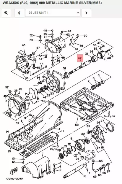 Vetoakseli/Drive Shaft Yamaha Vesijetti - Varaosat ja lisävarusteet - 6308 - 2